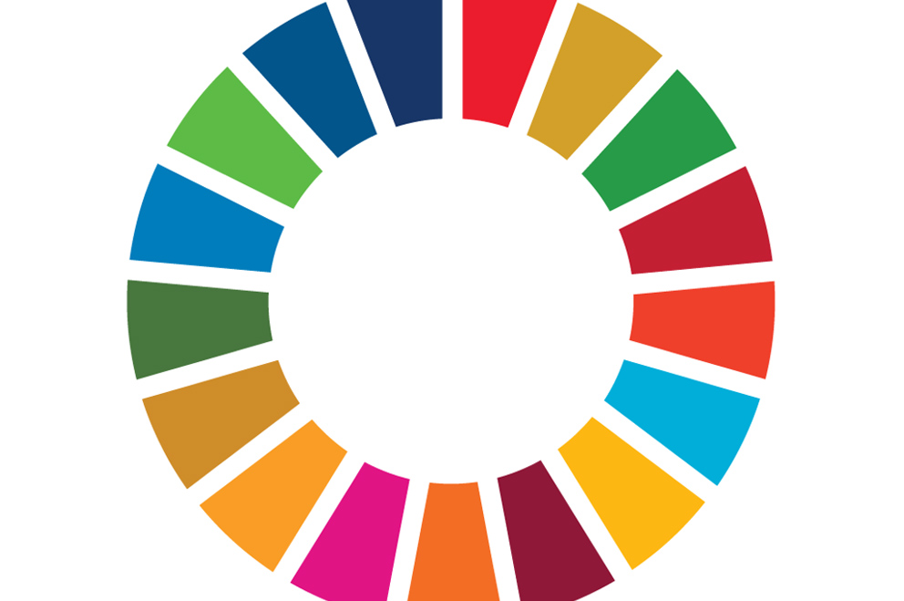 Logo der Jugenddelegierten für Nachhaltigkeit: Bunter Farbkreis mit verschiedenen Bausteinen.