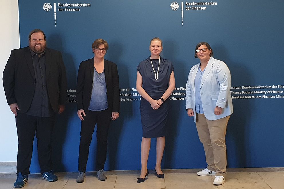 Wendelin Haag, Kirstin Weis, Prof. Dr. Luise Hölscher (BMF) und Daniela Broda.